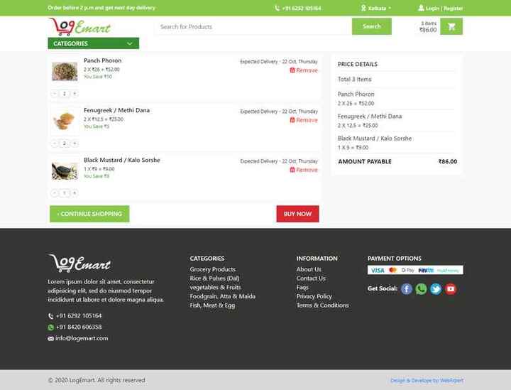 Multi Vendor Ecommerce Website Order Page