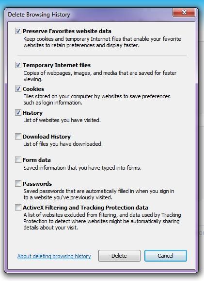 delete browser cache files, internet cache files, browser data, offline data, cookies, temporary internet files, clear history, speed up your pc